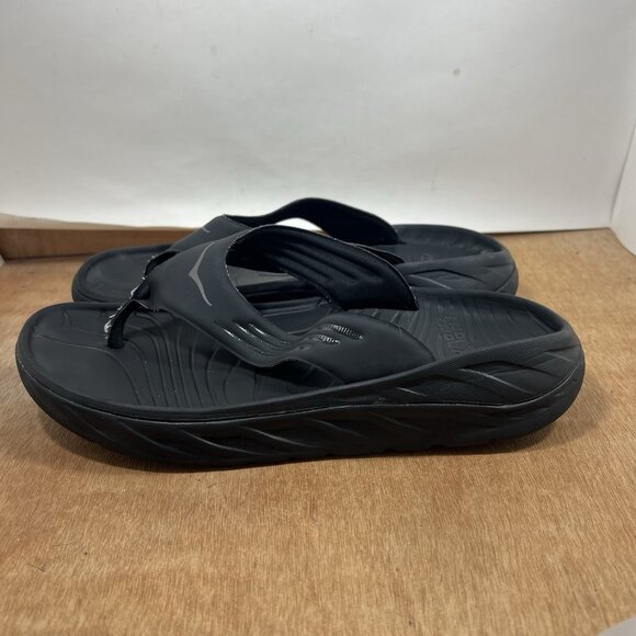 Hoka One One Ora Recovery Flip Flops Slides Sandals Shoes Black Men Size 11 - Picture 3 of 8
